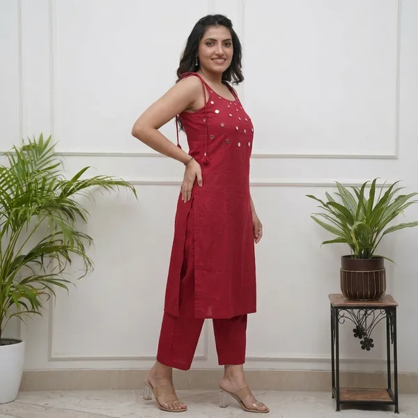 Maroon_Embellished_Sleeveless_Kurta_Set_For_Women
