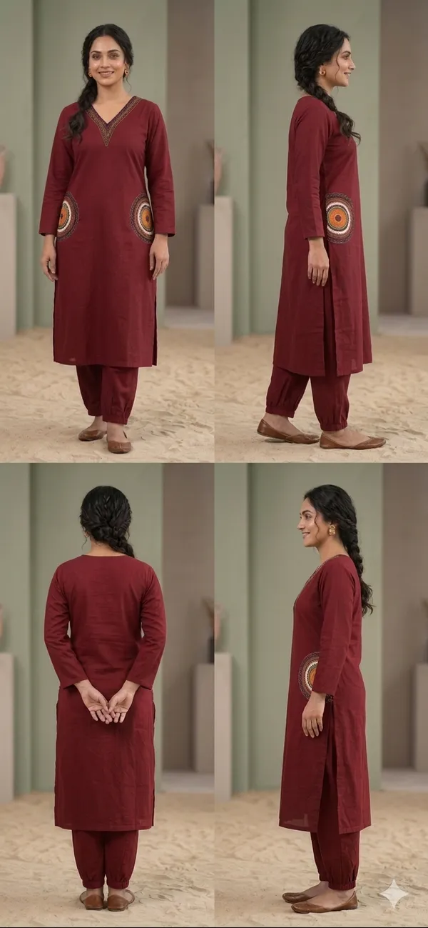 Maroon_Embroidered_Straight_Kurta_Set_For_Women