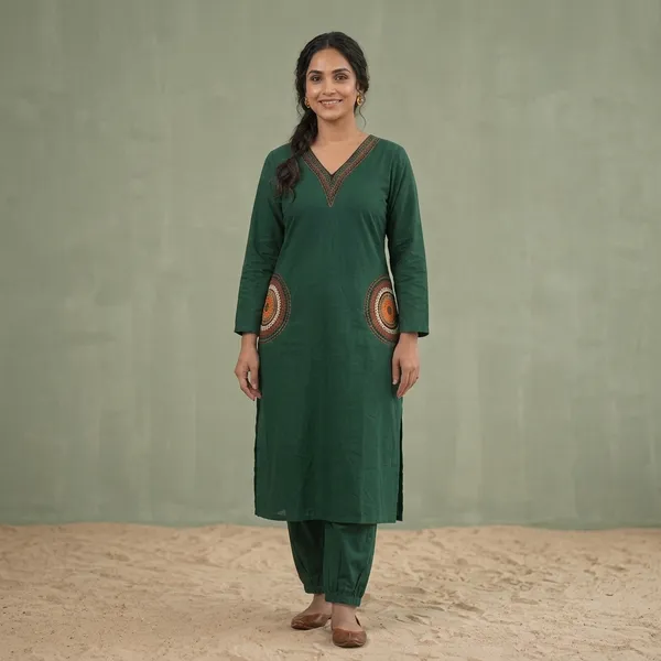 Green_Embroidered_Straight_Kurta_For_Women