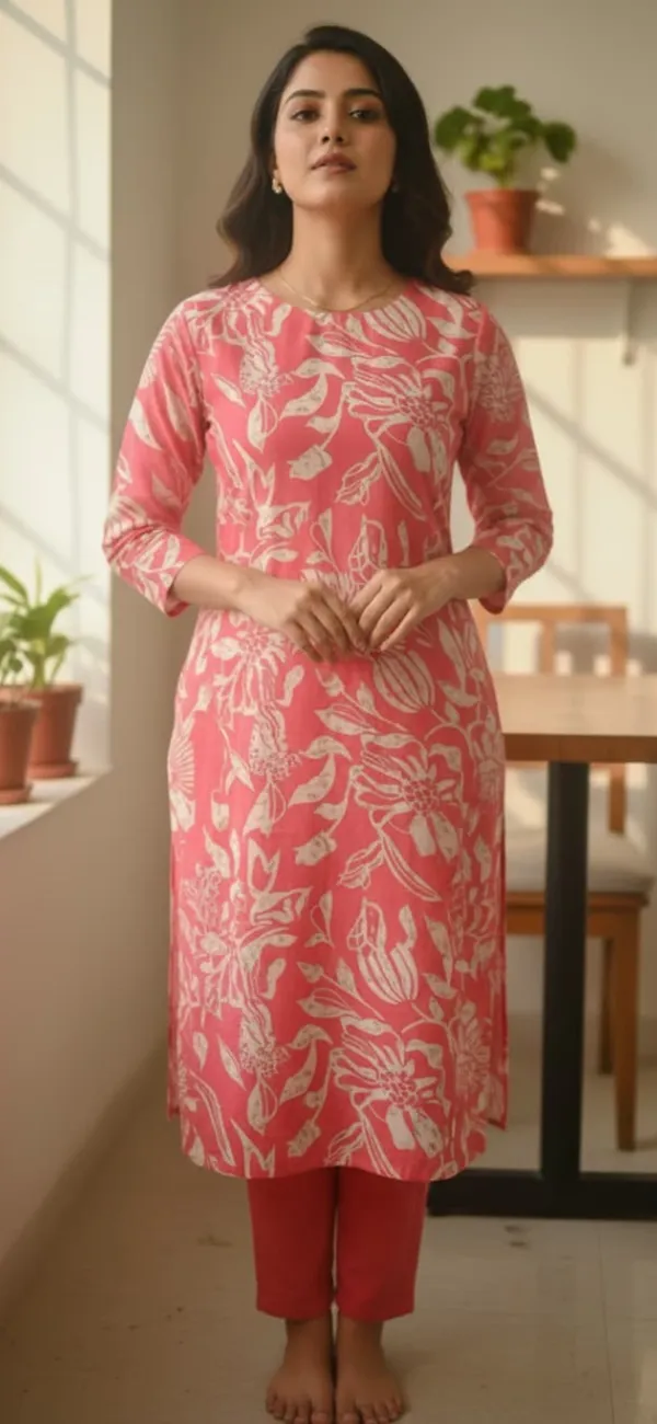 Pink_Rayon_Straight_Floral_Print_Kurta_For_Women