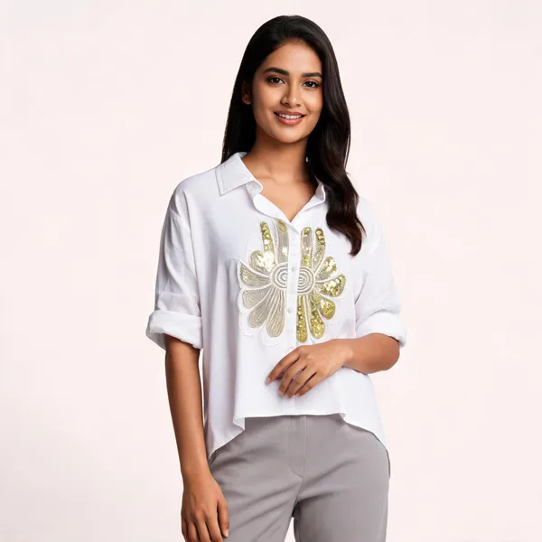 White_&_Green_Floral_Rayon_High-Low_Shirt_Duo__(Pack_of_2)