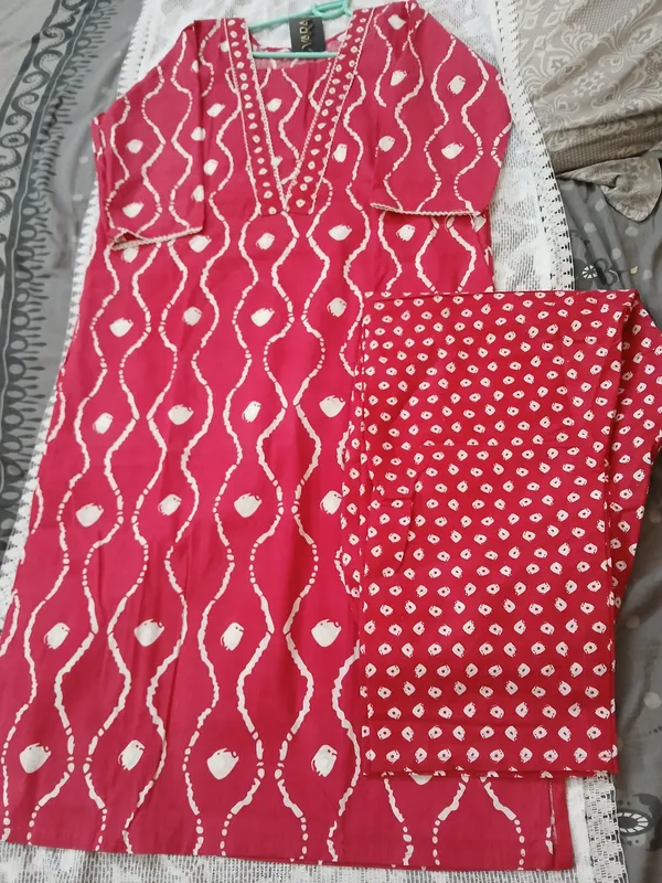 Pink_Cotton_Straight_Bandhani_Print_Kurta_Set_For_Women