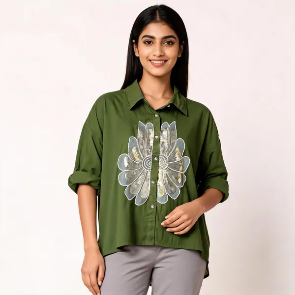 Green_Rayon_Oversized_Floral_Embroidered_Shirt_For_Women