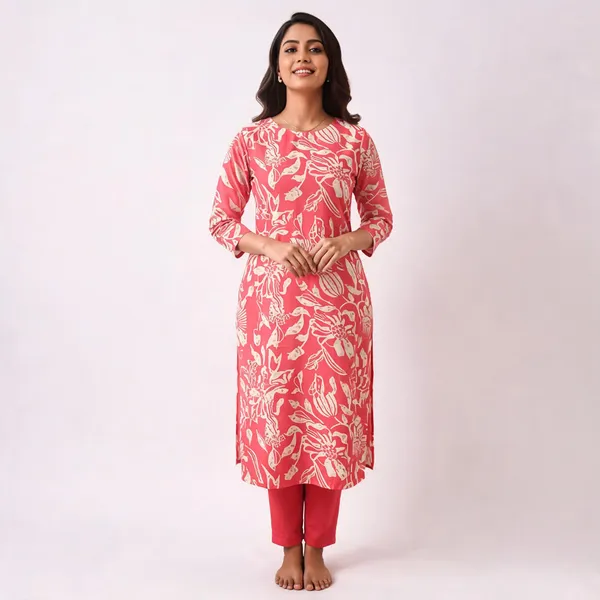 Pink_Rayon_Straight_Floral_Print_Kurta_For_Women
