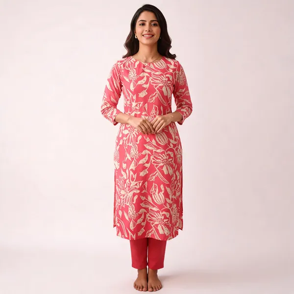 Pink_Rayon_Straight_Floral_Print_Kurta_For_Women