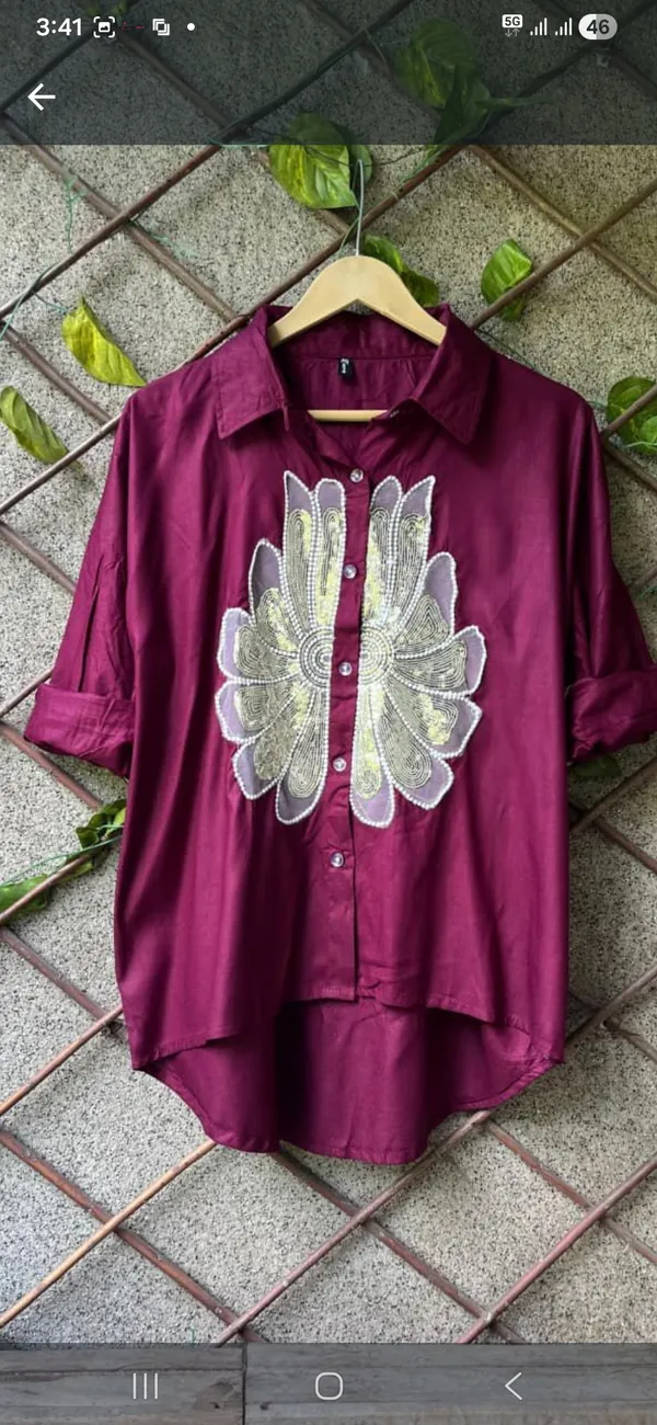 Maroon_Rayon_Oversized_Floral_Embroidered_High-Low_Shirt_For_Women