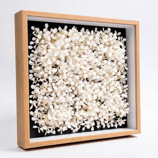 White_Dried_Floral_Shadow_Box_Wall_Decor_with_Wooden_Frame