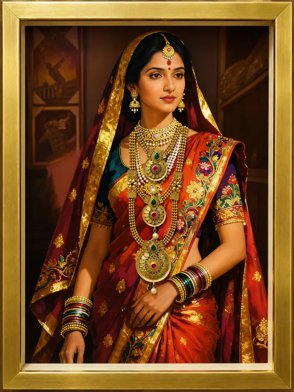 Framed_Traditional_Indian_Woman_Portrait_Wall_Art