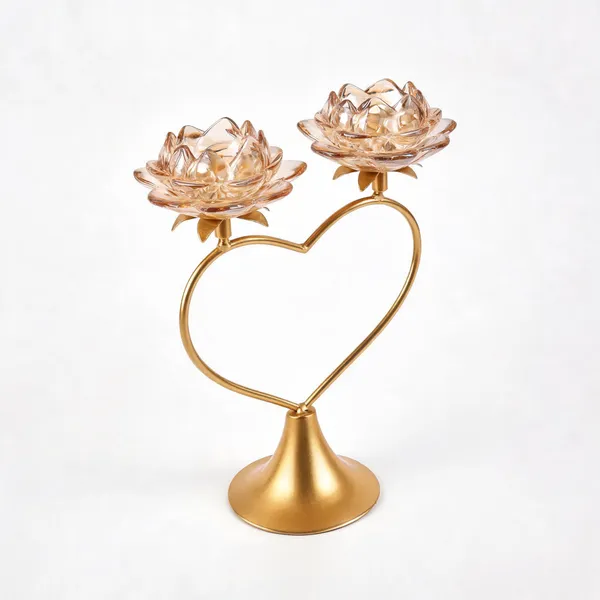 Gold_Heart_Dual_Lotus_Tea_Light_Holder