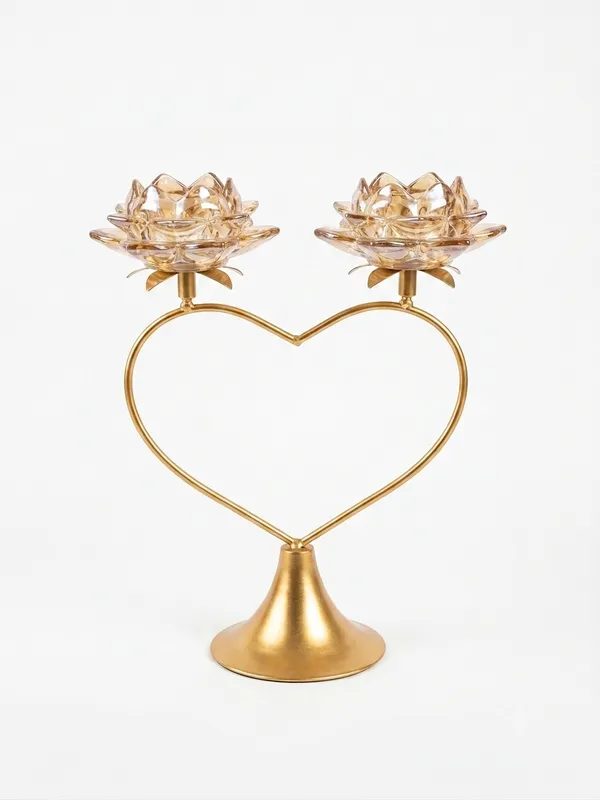 Gold_Heart_Dual_Lotus_Tea_Light_Holder