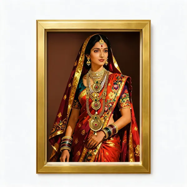 Framed_Traditional_Indian_Woman_Portrait_Wall_Art