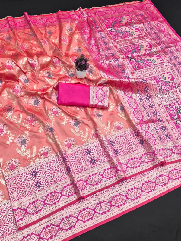 Peach_Pink_Woven_Saree_for_Women