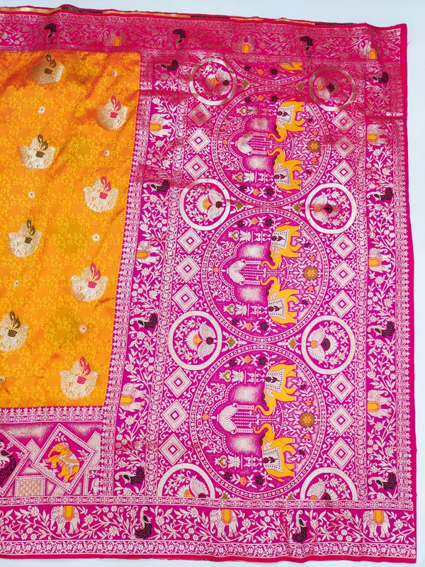 Pink_And_Orange_Woven_Saree_for_Women