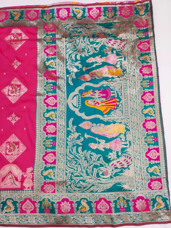 Rani_And_Green_Banarasi_Silk_Saree_And_Unstitched_Blouse_For_Women