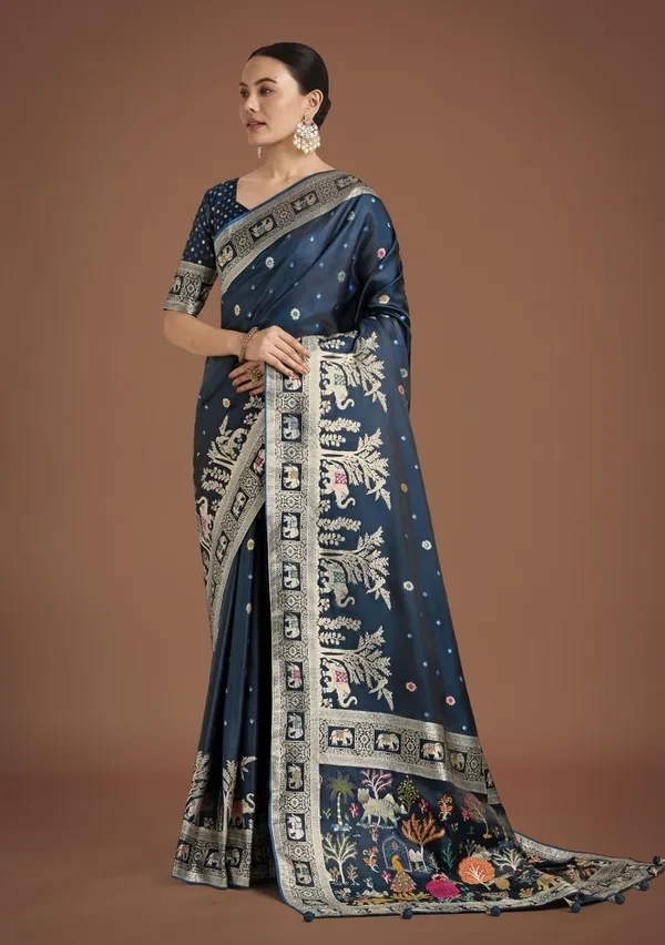 Elegant_Dark_Morpich_Saree_with_Designer_Border