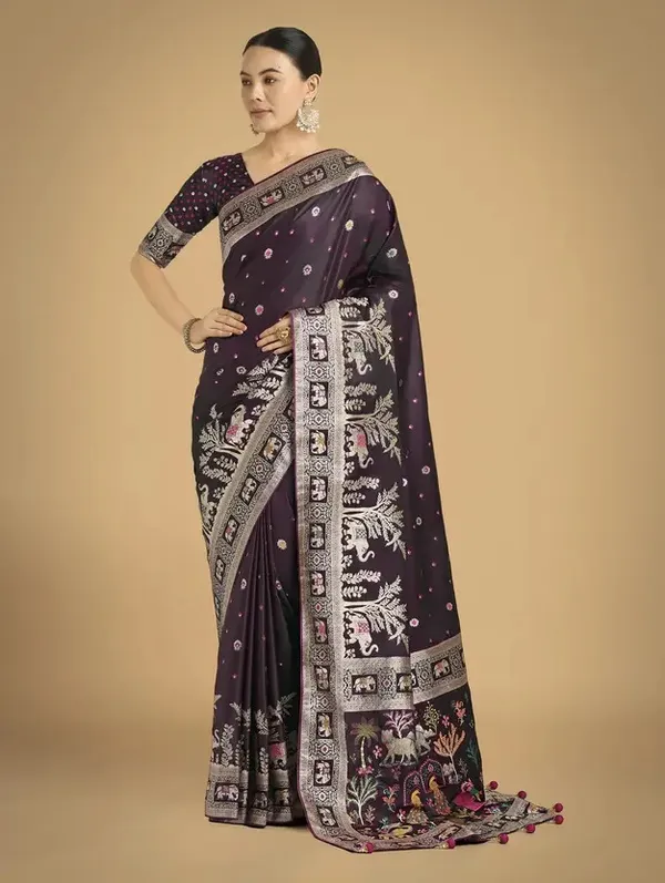 Elegant_Rani_Saree_with_Designer_Border