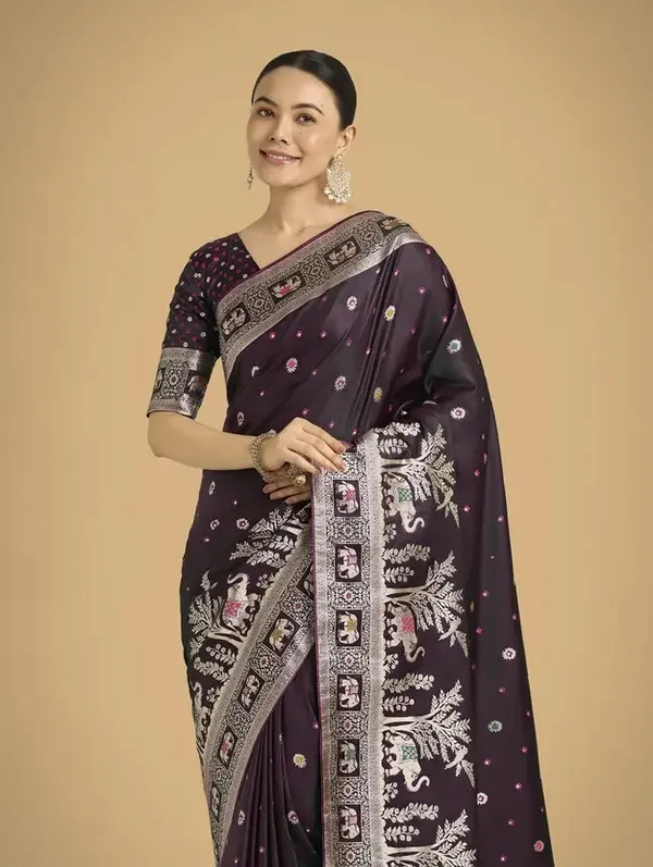 Elegant_Rani_Saree_with_Designer_Border