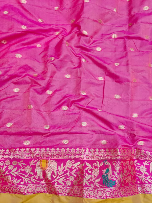 Pink_And_Mustard_Woven_Saree_for_Women