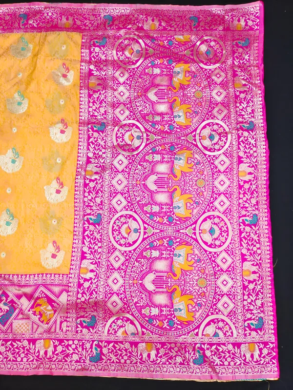 Pink_And_Mustard_Woven_Saree_for_Women