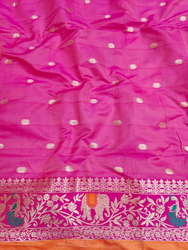 Pink_And_Orange_Woven_Saree_for_Women