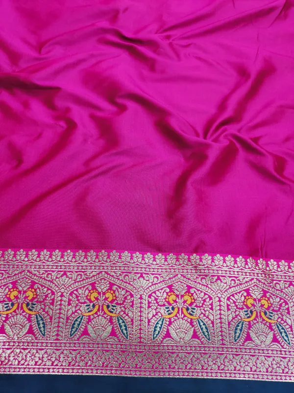 Petrol_And_Rani_Banarasi_Silk_Saree_And_Unstitched_Blouse_For_Women