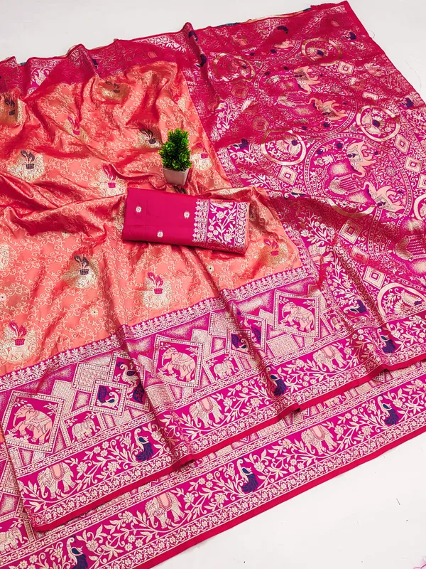 Pink_Printed_Saree_With_Blouse_Piece_for_Women