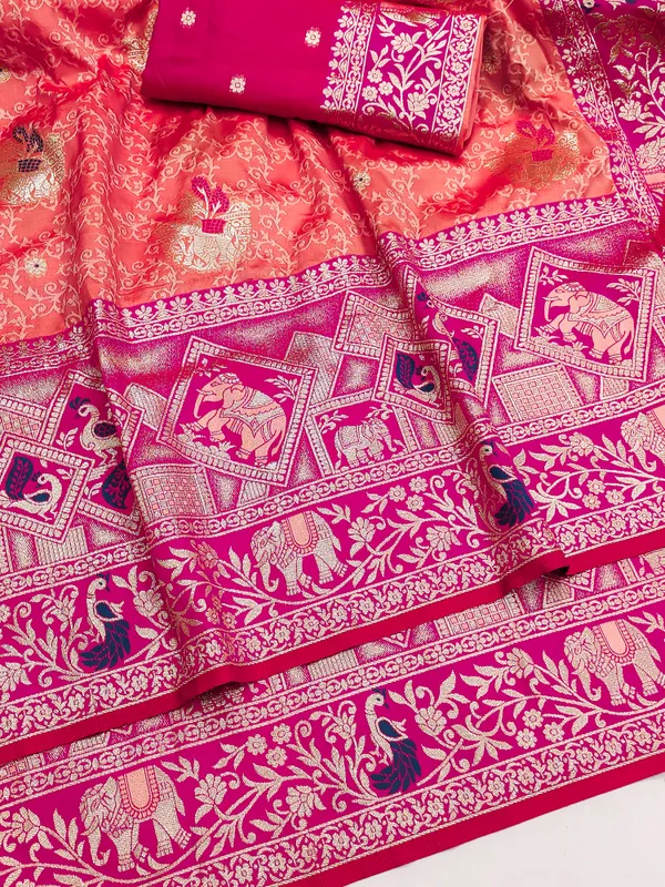 Pink_Printed_Saree_With_Blouse_Piece_for_Women