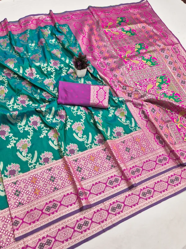 Teal_Woven_Saree_for_Women