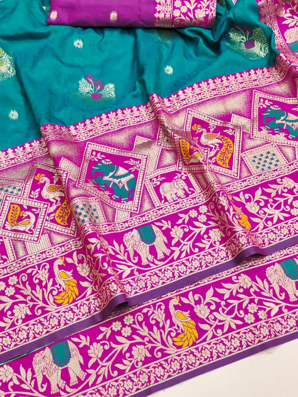 Magenta_Teal_Woven_Saree_for_Women