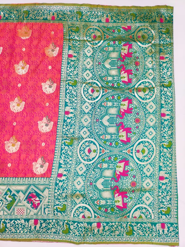 Pink_Green_Printed_Saree_for_Women