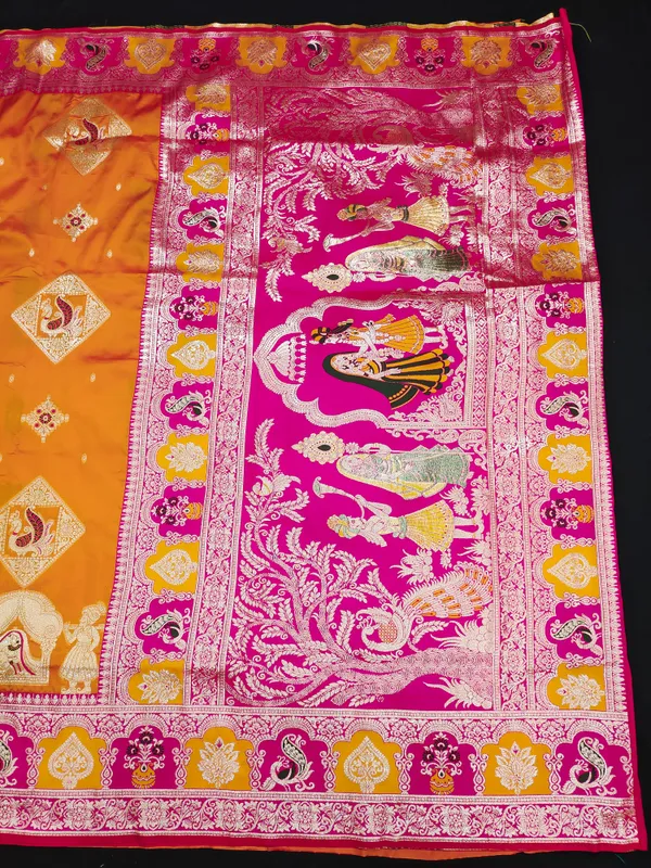 Pink_Banarasi_Silk_Saree_And_Unstitched_Blouse_For_Women
