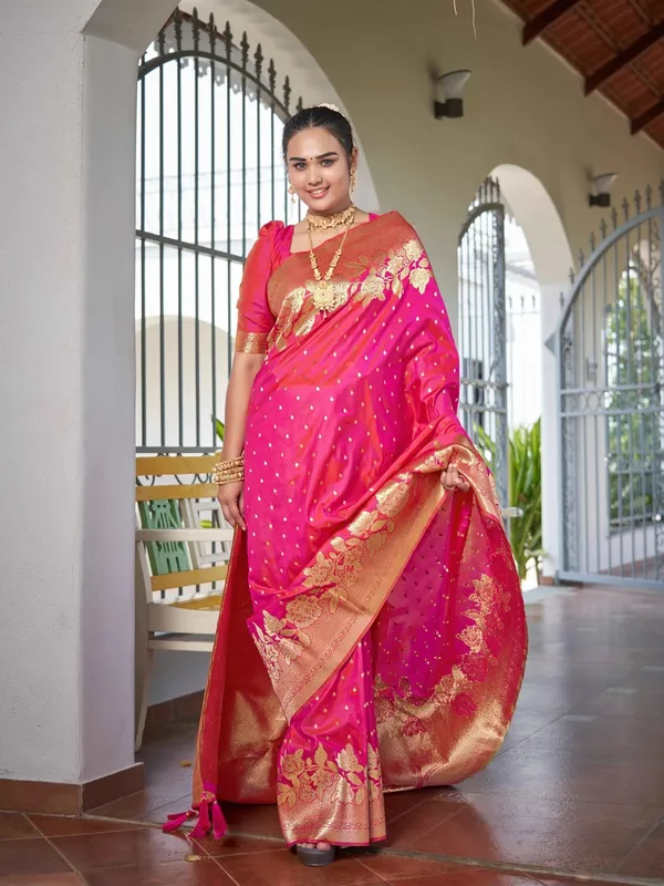 Rani_Golden_Floral_Silk_Saree_|_Designer_Wedding_Saree