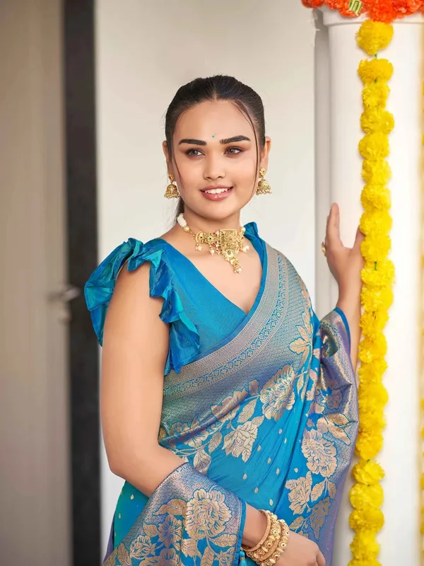 Royal_Blue_Golden_Floral_Silk_Saree_|_Wedding_&_Festive_Saree