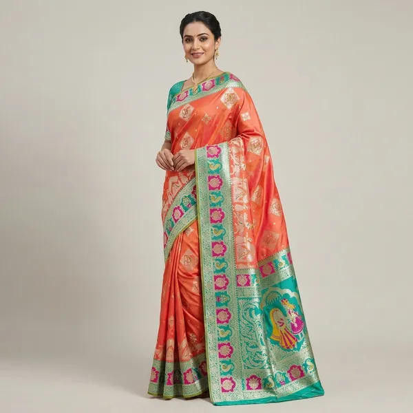 Rani_And_Green_Banarasi_Silk_Saree_And_Unstitched_Blouse_For_Women