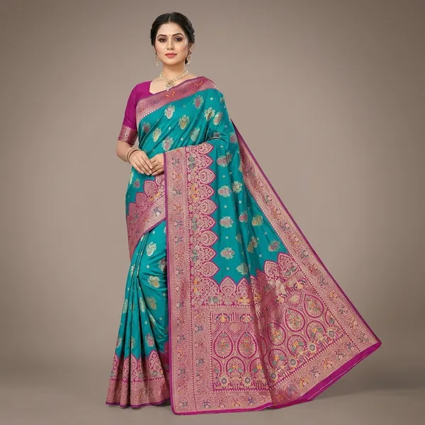 Rama_And_Rani_Banarasi_Silk_Saree_And_Unstitched_Blouse_For_Women