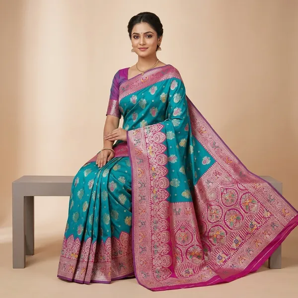 Rama_And_Rani_Banarasi_Silk_Saree_And_Unstitched_Blouse_For_Women