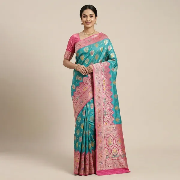 Rama_And_Rani_Banarasi_Silk_Saree_And_Unstitched_Blouse_For_Women