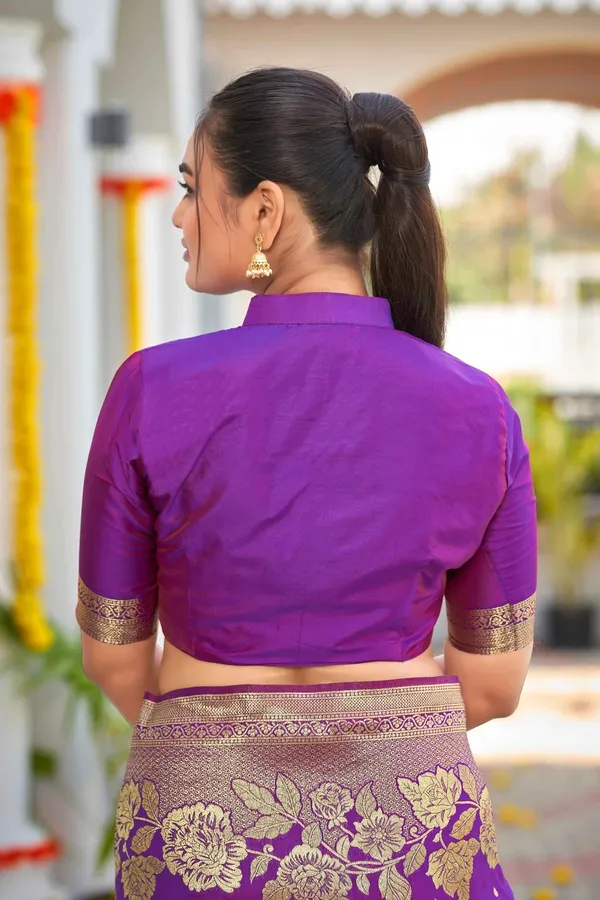 Violet_Golden_Floral_Silk_Saree_|_Designer_Wedding_Saree