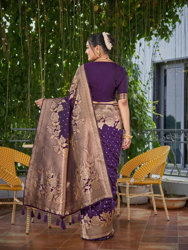 Wine_Golden_Floral_Silk_Saree_|_Designer_Wedding_Saree