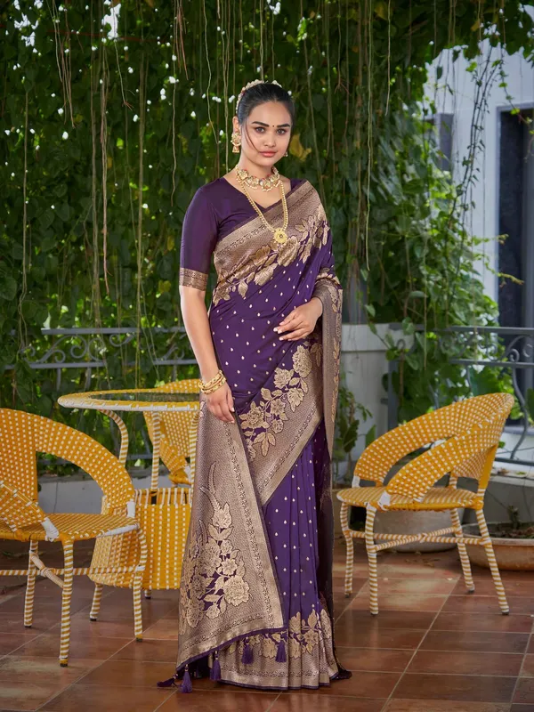 Wine_Golden_Floral_Silk_Saree_|_Designer_Wedding_Saree
