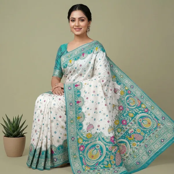 Rama_Banarasi_Silk_Saree_And_Unstitched_Blouse_For_Women