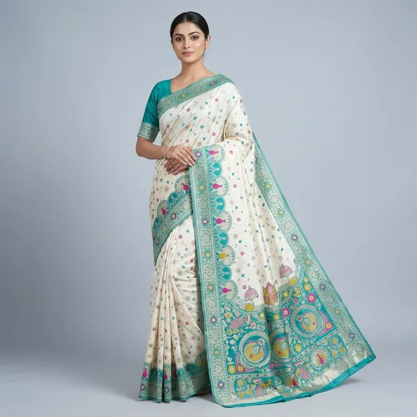 Rama_Banarasi_Silk_Saree_And_Unstitched_Blouse_For_Women