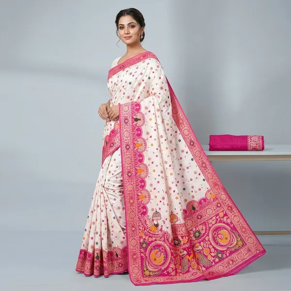 Rani_Banarasi_Silk_Saree_And_Unstitched_Blouse_For_Women