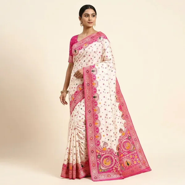 Rani_Banarasi_Silk_Saree_And_Unstitched_Blouse_For_Women