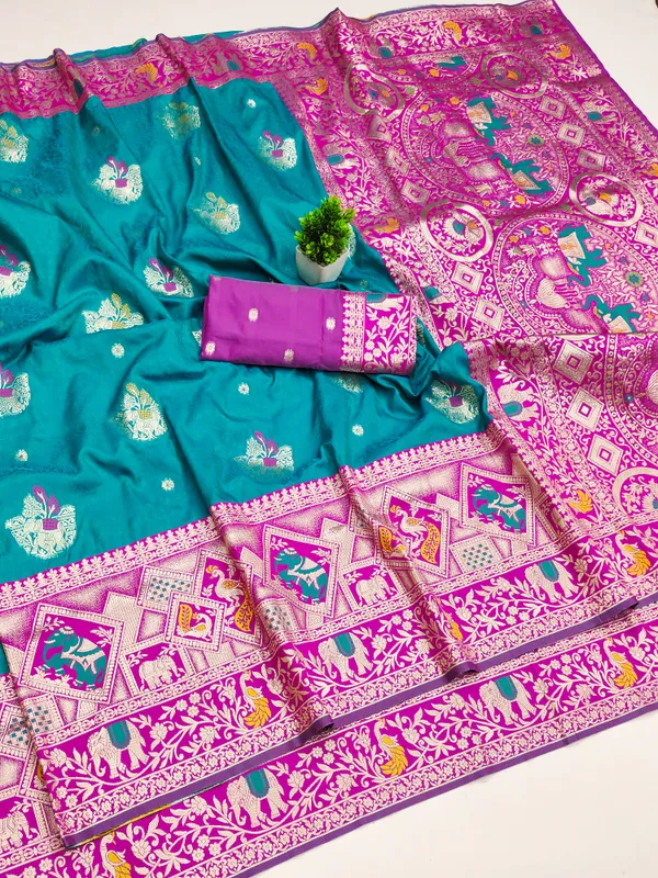 Magenta_Teal_Woven_Saree_for_Women
