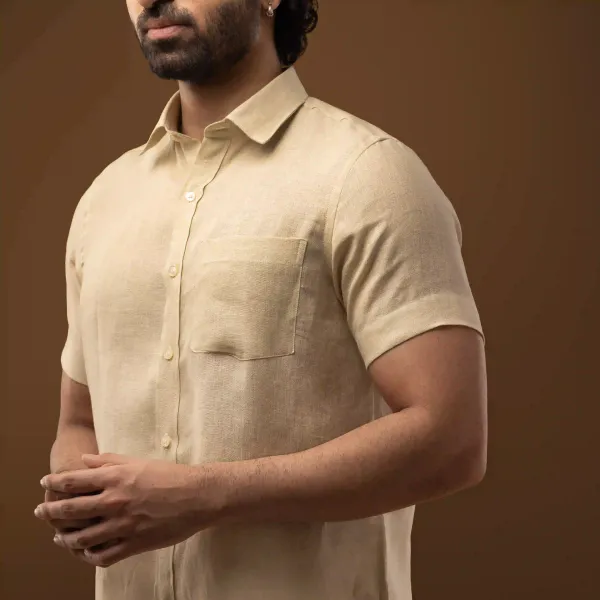 Sand_Beige_Linen_Regular_Fit_Half_Sleeve_Shirt_For_Men