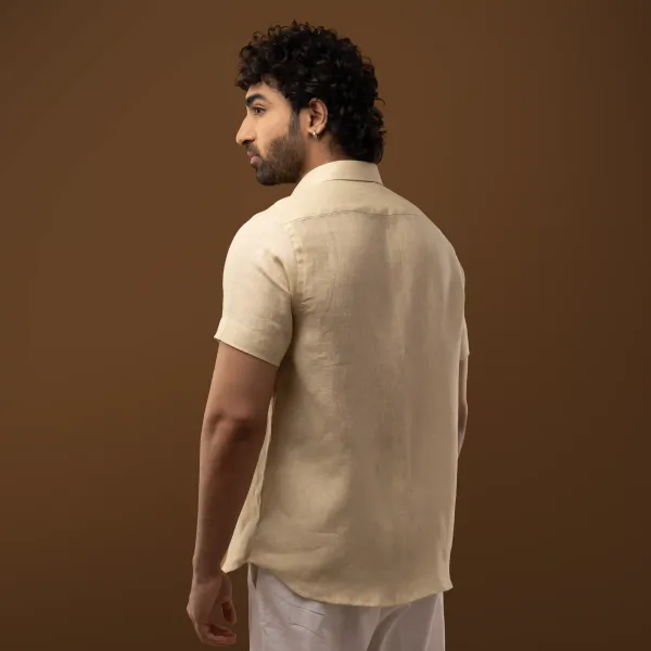 Sand_Beige_Linen_Regular_Fit_Half_Sleeve_Shirt_For_Men