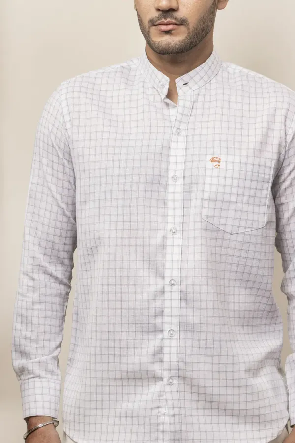White_Cotton_Linen_Regular_Fit_Checked_Shirt_For_Men