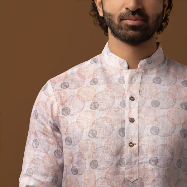 Ivory_Linen_Bloom_Printed_Regular_Fit_Long_Kurta_For_Men