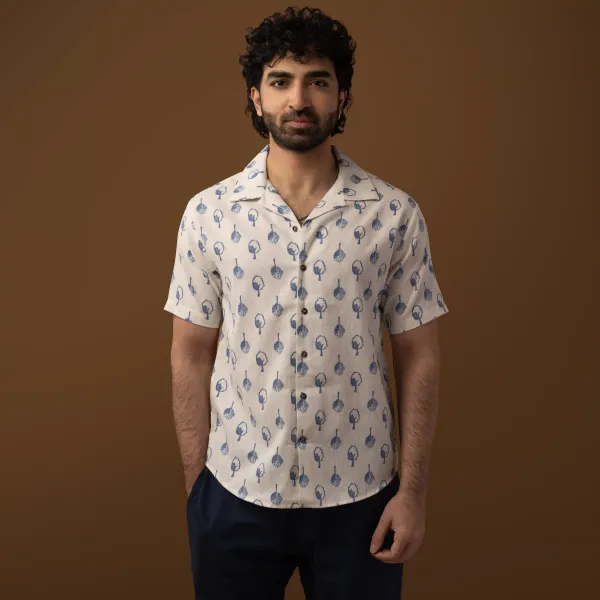 Indigo_Cotton_Linen_Grove_Print_Relaxed_Fit_Hawaiian_Shirt_For_Men